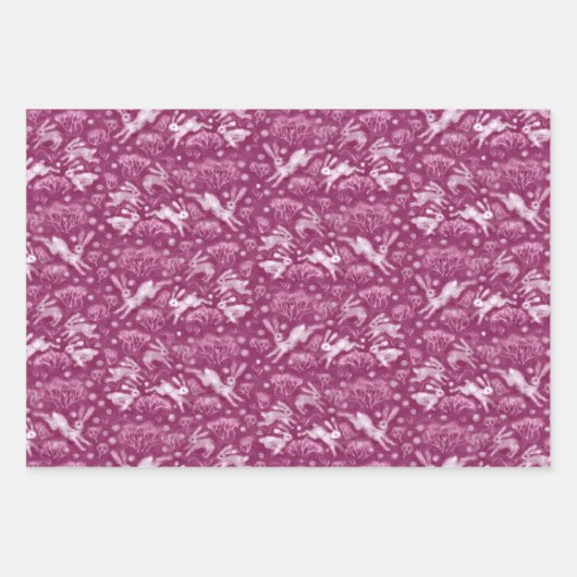 Hares Snow Field Bunnies Rabbit Pattern Kerstmis Inpakpapier Vel (Voorkant)