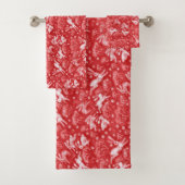 Hares Snow Field Bunnies Rabbit Winter Pattern Red Bad Handdoek (Insitu)