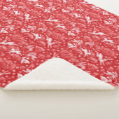 Hares Snow Field Bunnies Rabbit Winter Pattern Red Sherpa Deken (3/4)