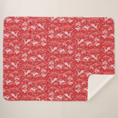 Hares Snow Field Bunnies Rabbit Winter Pattern Red Sherpa Deken (Voorkant (horizontaal))