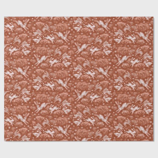 Hares Snow Field White Rabbit Winter Pattern Brown Cadeaupapier (Vlak)
