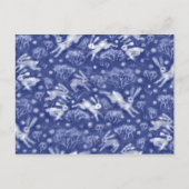 Hares Snow Field White Rabbits Winter Animal Blue Briefkaart (Voorkant)