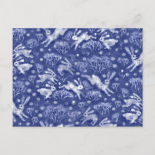 Hares Snow Field White Rabbits Winter Animal Blue Briefkaart