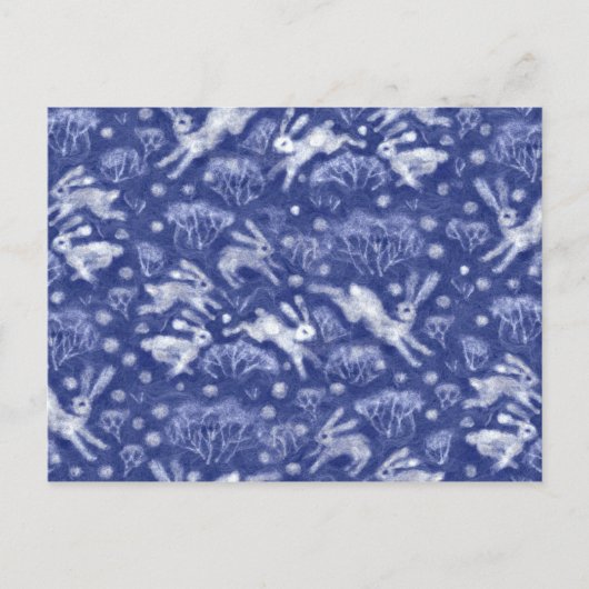 Hares Snow Field White Rabbits Winter Animal Blue Briefkaart (Voorkant)