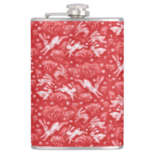 Hares Snow Field White Rabbits Winter Animals Red Heupfles