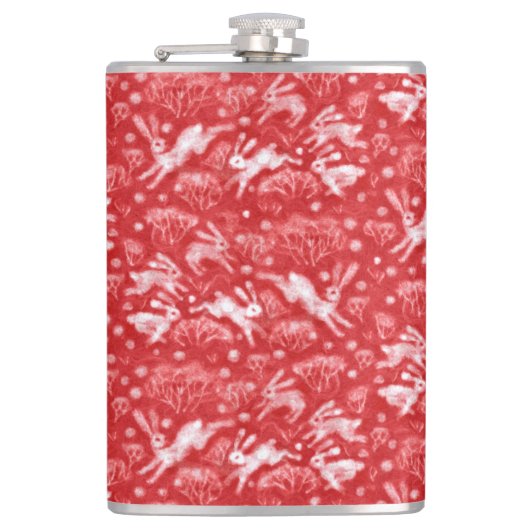 Hares Snow Field White Rabbits Winter Animals Red Heupfles (Voorkant)