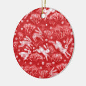 Hares Snow Field White Rabbits Winter Animals Red Keramisch Ornament (Links)