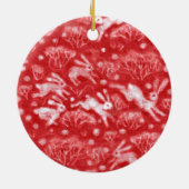 Hares Snow Field White Rabbits Winter Animals Red Keramisch Ornament (Achterkant)