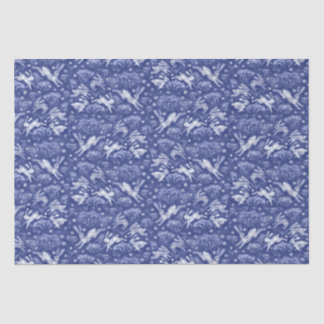 Hares Snow Field White Rabbits Winter Pattern Blue Tissuepapier