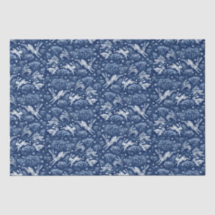 Hares Snow Field White Rabbits Winter Pattern Blue Tissuepapier