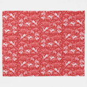 Hares Snow Field White Rabbits Winter Pattern Red Fleece Deken (Voorkant (Horizontaal))