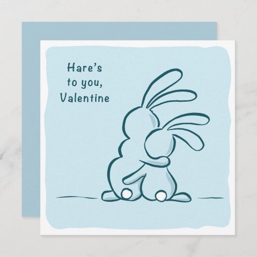 Hare's to you - rabbit Valentine Feestdagenkaart (Voorkant / Achterkant)
