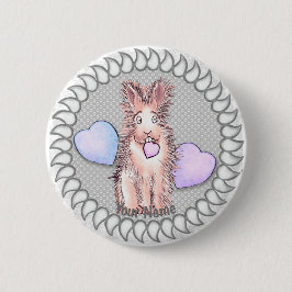 Harey Rabbit Heart-pinknop Ronde Button 5,7 Cm