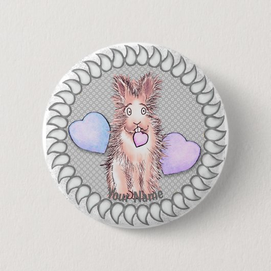 Harey Rabbit Heart-pinknop Ronde Button 5,7 Cm (Voorkant)