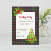 Hargis Tartan Festive kerstparty Kaart (Staand voorkant)