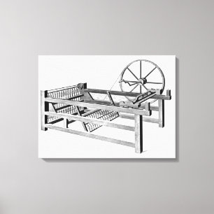 Hargreaves's Spinning Jenny, gegraveerd door Canvas Afdruk