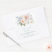 Hargrove Blauwe Bloemen Bedank Favor Vierkante Sticker (Envelop)