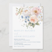 Hargrove Blauwe Bloemen Huwelijksuitnodiging Kaart (Voorkant)