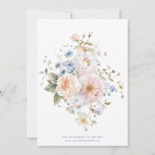 Hargrove Blauwe Bloemen Huwelijksuitnodiging Kaart (Achterkant)