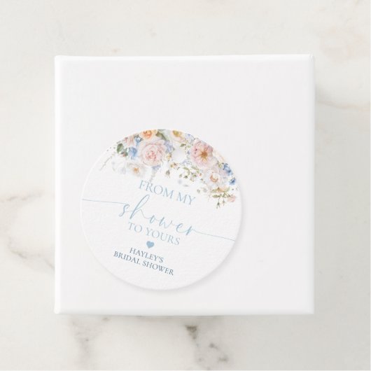 Hargrove Blauwe Bloemen Van Mijn Douche Naar Uw Ze Bedankjes Labels (In situ)