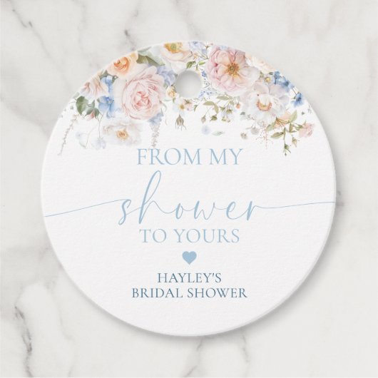 Hargrove Blauwe Bloemen Van Mijn Douche Naar Uw Ze Bedankjes Labels (Voorkant)