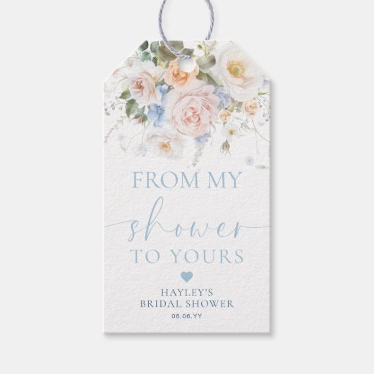 Hargrove Blauwe Bloemen Van Mijn Douche Naar Uw Ze Cadeaulabel (Voorkant)