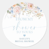 Hargrove Blauwe Bloemen Van Mijn Douche Naar Uw Ze Ronde Sticker (Voorkant)