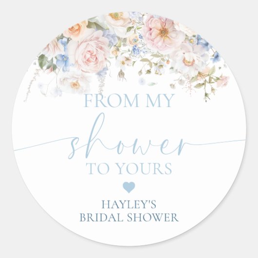 Hargrove Blauwe Bloemen Van Mijn Douche Naar Uw Ze Ronde Sticker (Voorkant)