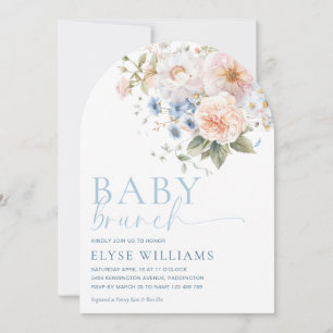 Hargrove Blauwe Bloemige Baby Brunch Baby Shower B Kaart