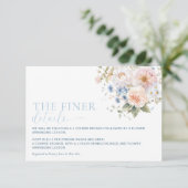 Hargrove Blauwe Bloemige Baby Shower Details Card Kaart (Staand voorkant)