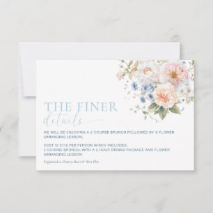 Hargrove Blauwe Bloemige Baby Shower Details Card Kaart