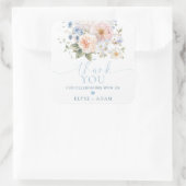 Hargrove Blauwe Bloemige Bedank Favor Vierkante Sticker (Tas)