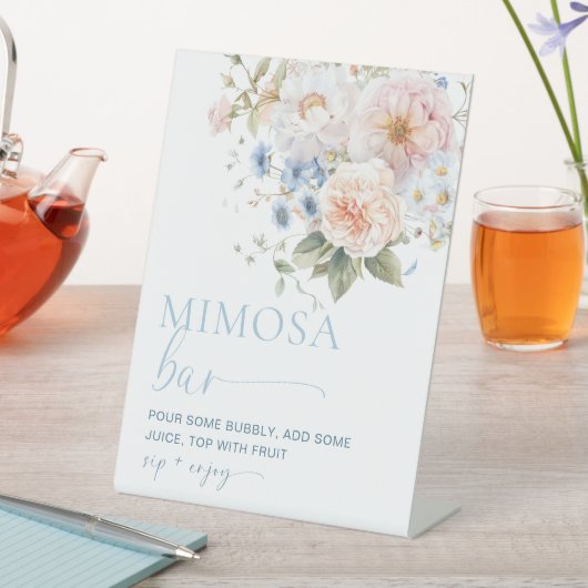 Hargrove Blauwe Bloemstuk Mimosa Bar Bord Reclamebord Met Voetstuk (Insitu)