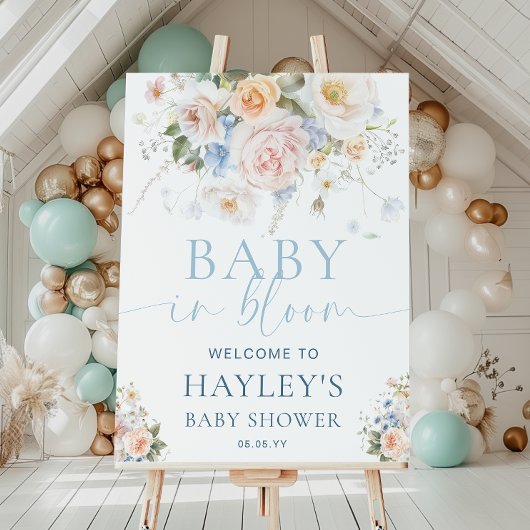 Hargrove Blue Baby in Bloom Shower Welkomstbord Poster