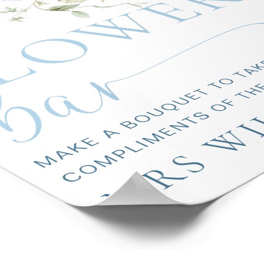 Hargrove Blue Bloemen Bar Teken Poster (Hoek)