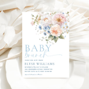 Hargrove Blue Floral Baby Brunch Baby shower Kaart