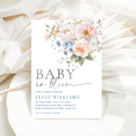 Hargrove Blue Floral Baby in Bloom Baby shower Folie Uitnodiging