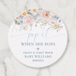 Hargrove Blue Floral Baby shower Pop It Bedankjes Labels