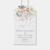 Hargrove Blue Floral Baby shower Pop It Cadeaulabel (Voorkant)