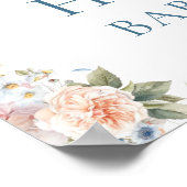 Hargrove Blue Floral Baby shower Welkomstbord Poster (Hoek)