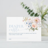 Hargrove Blue Floral Diaper Raffle Ticket Kaart (Staand voorkant)