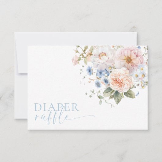 Hargrove Blue Floral Diaper Raffle Ticket Kaart (Achterkant)