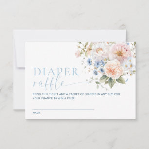 Hargrove Blue Floral Diaper Raffle Ticket Kaart