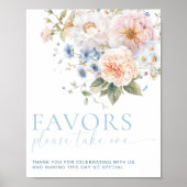 Hargrove Blue Floral Favors Sign Poster (Voorkant)