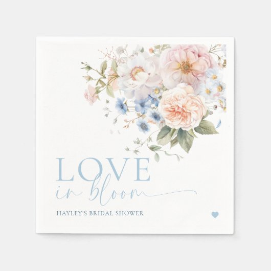 Hargrove Blue Floral Love in Bloom Vrijgezellenfee Servet (Voorkant)