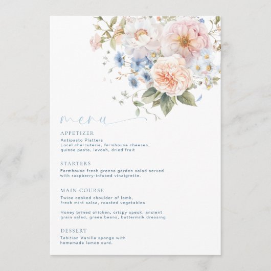 Hargrove Blue Floral Menu (Voorkant)