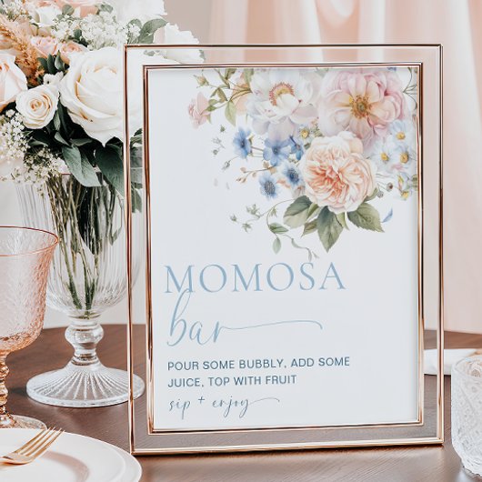 Hargrove Blue Floral Momosa Bar Poster