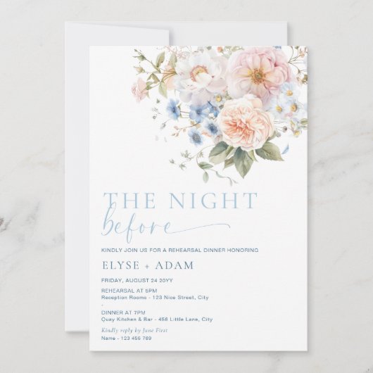 Hargrove Blue Floral repetitie diner Kaart (Voorkant)