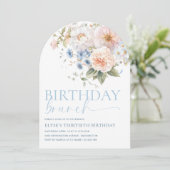 Hargrove Blue Floral Verjaardag Brunch Arch Kaart (Staand voorkant)