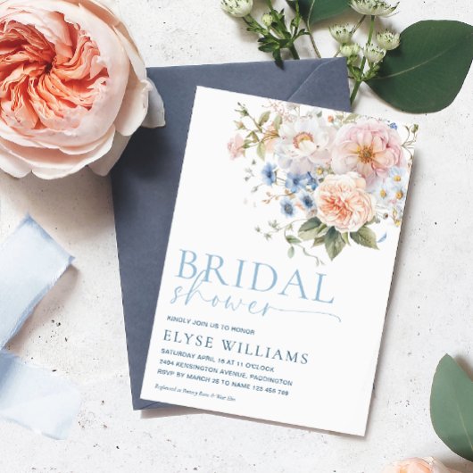 Hargrove Blue Floral Vrijgezellenfeest Kaart